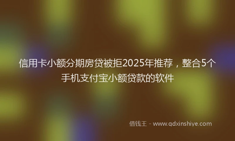 信用卡小额分期房贷被拒2025年推荐，整合5个手机支付宝小额贷款的软件