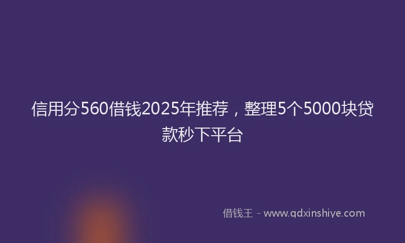信用分560借钱2025年推荐，整理5个5000块贷款秒下平台