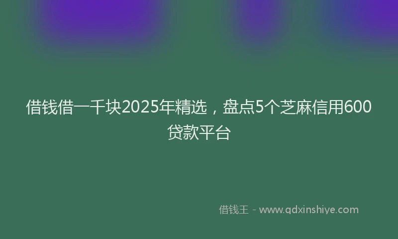 借钱借一千块2025年精选，盘点5个芝麻信用600贷款平台