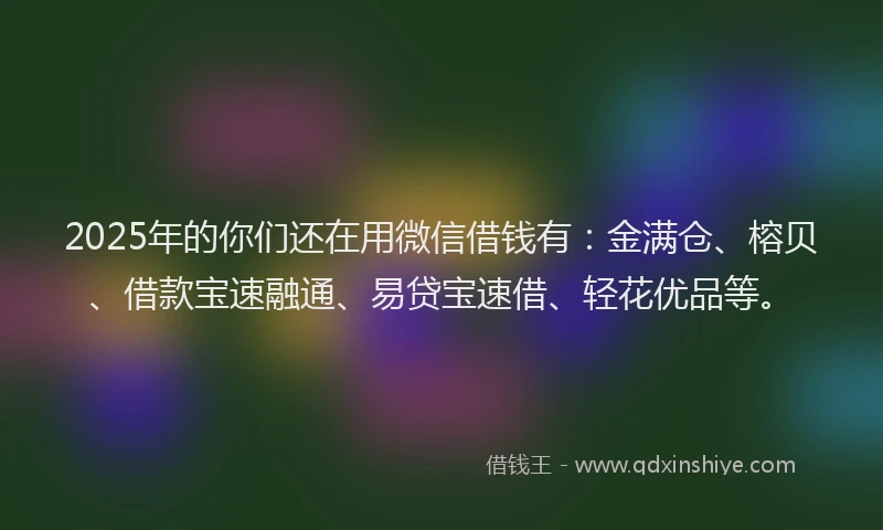 2025年的你们还在用微信借钱有：金满仓、榕贝、借款宝速融通、易贷宝速借、轻花优品等。