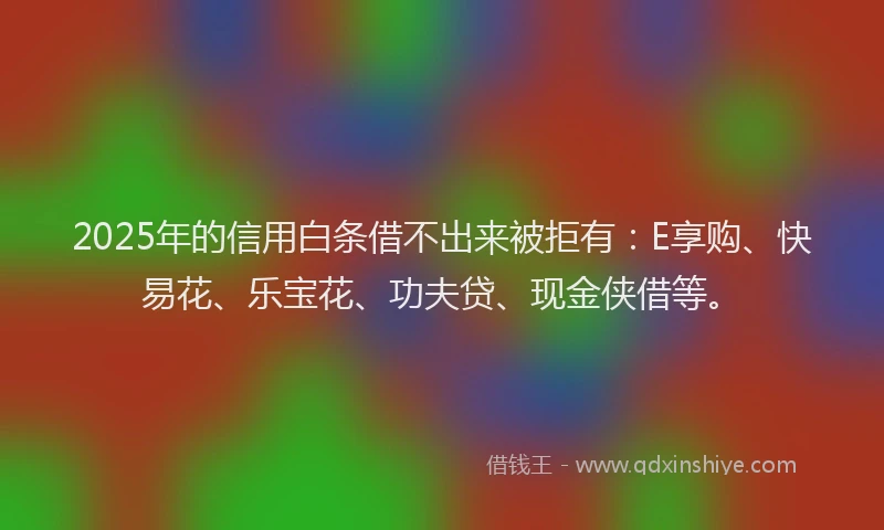 2025年的信用白条借不出来被拒有：E享购、快易花、乐宝花、功夫贷、现金侠借等。