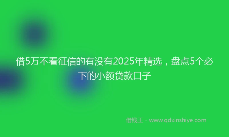 借5万不看征信的有没有2025年精选，盘点5个必下的小额贷款口子