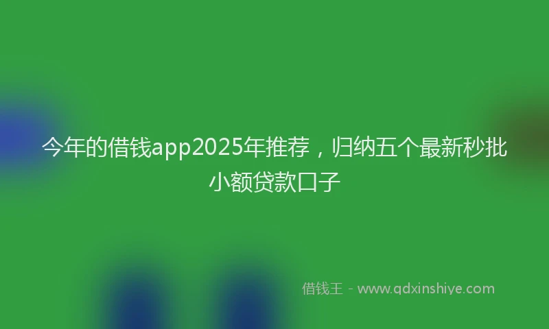 今年的借钱app2025年推荐，归纳五个最新秒批小额贷款口子