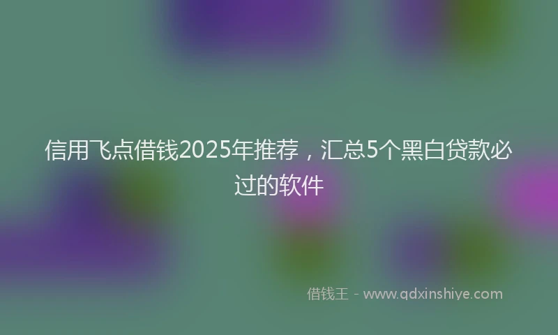 信用飞点借钱2025年推荐，汇总5个黑白贷款必过的软件