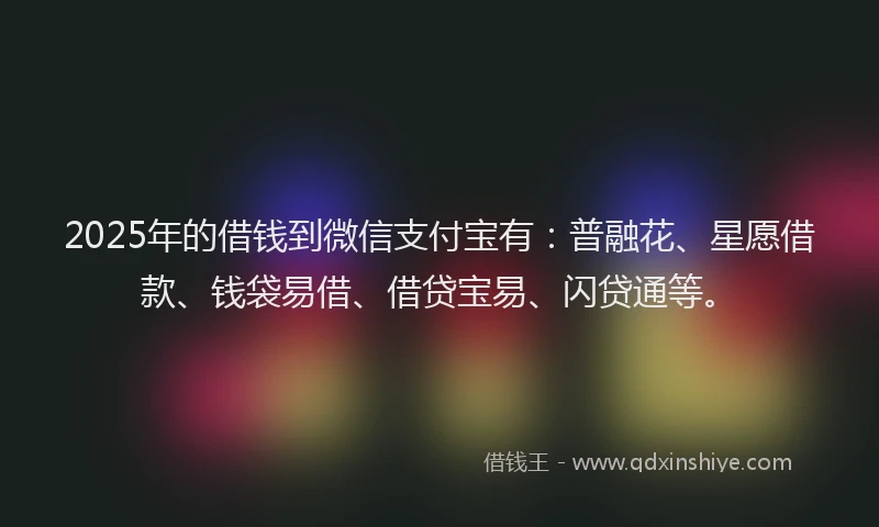 2025年的借钱到微信支付宝有：普融花、星愿借款、钱袋易借、借贷宝易、闪贷通等。