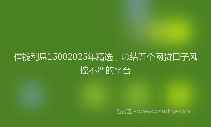 借钱利息15002025年精选，总结五个网贷口子风控不严的平台