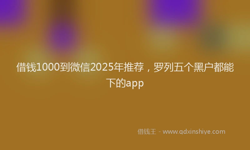 借钱1000到微信2025年推荐，罗列五个黑户都能下的app