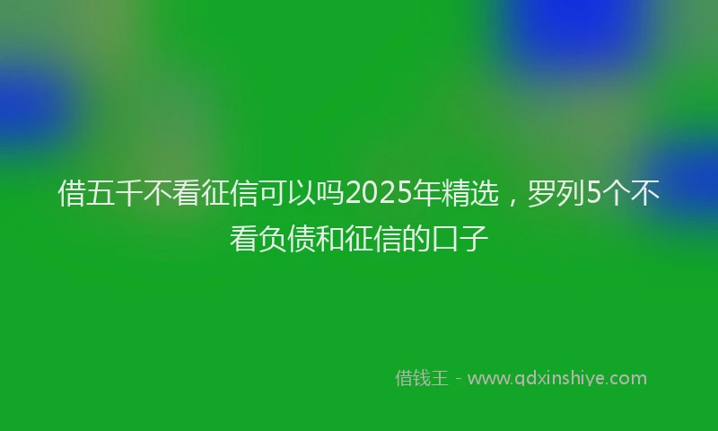 借五千不看征信可以吗2025年精选，罗列5个不看负债和征信的口子
