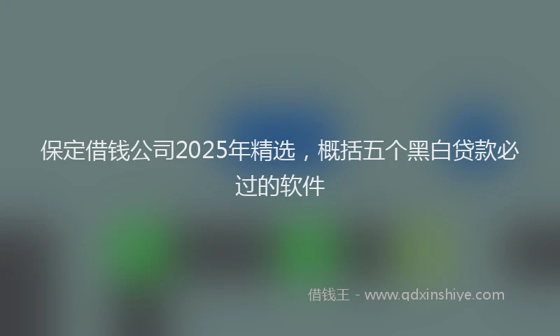 保定借钱公司2025年精选，概括五个黑白贷款必过的软件