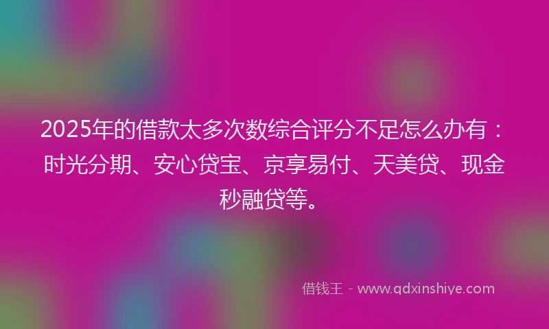 2025年的借款太多次数综合评分不足怎么办有：时光分期、安心贷宝、京享易付、天美贷、现金秒融贷等。