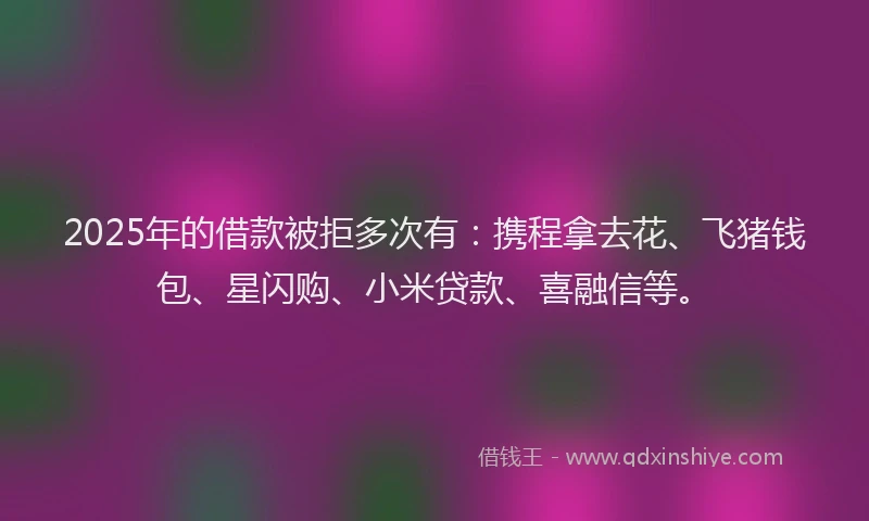 2025年的借款被拒多次有：携程拿去花、飞猪钱包、星闪购、小米贷款、喜融信等。