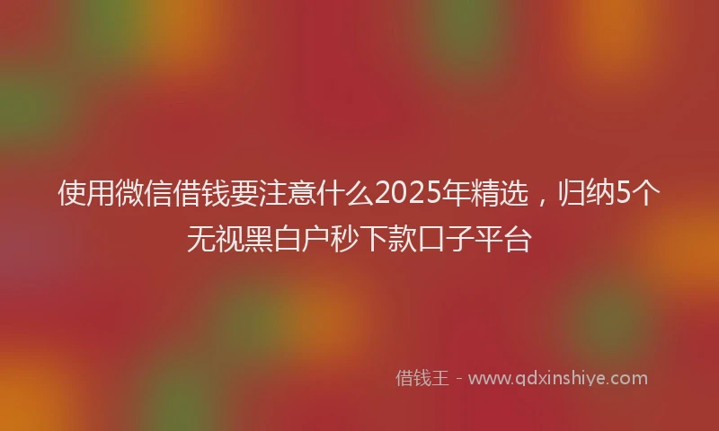 使用微信借钱要注意什么2025年精选，归纳5个无视黑白户秒下款口子平台