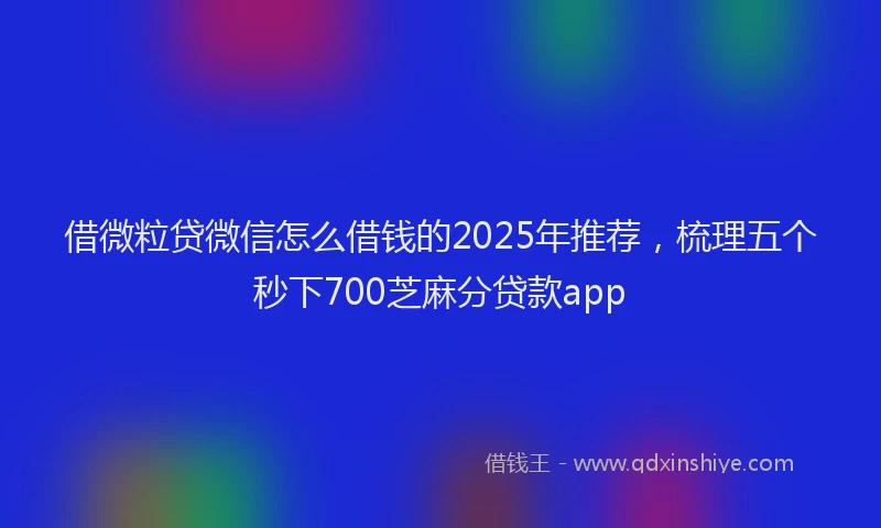 借微粒贷微信怎么借钱的2025年推荐，梳理五个秒下700芝麻分贷款app