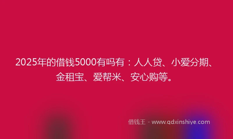 2025年的借钱5000有吗有：人人贷、小爱分期、金租宝、爱帮米、安心购等。