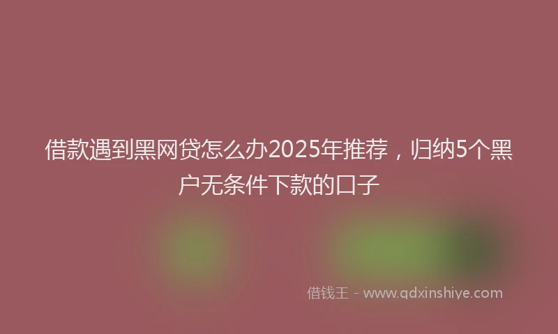 借款遇到黑网贷怎么办2025年推荐，归纳5个黑户无条件下款的口子