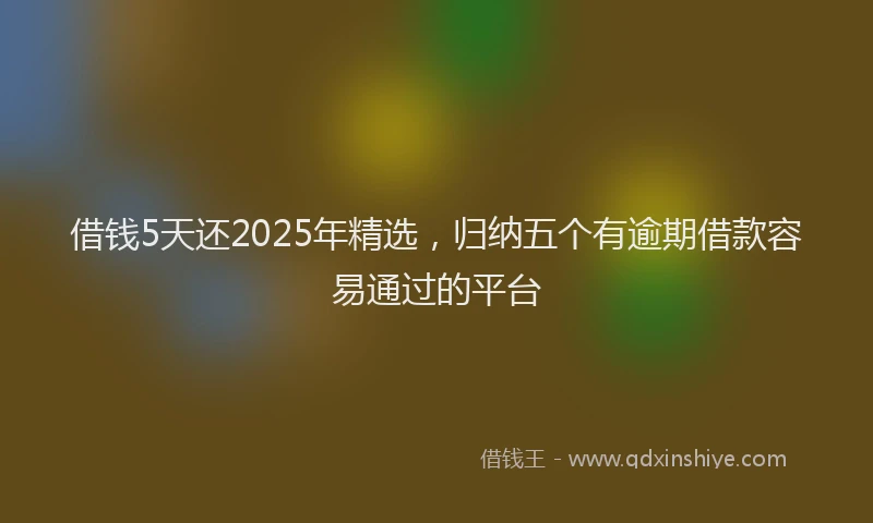 借钱5天还2025年精选，归纳五个有逾期借款容易通过的平台