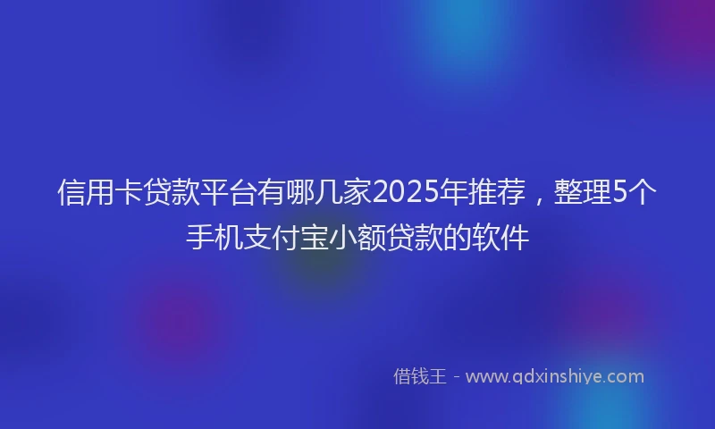 信用卡贷款平台有哪几家2025年推荐，整理5个手机支付宝小额贷款的软件