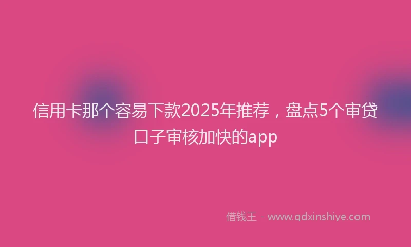 信用卡那个容易下款2025年推荐，盘点5个审贷口子审核加快的app