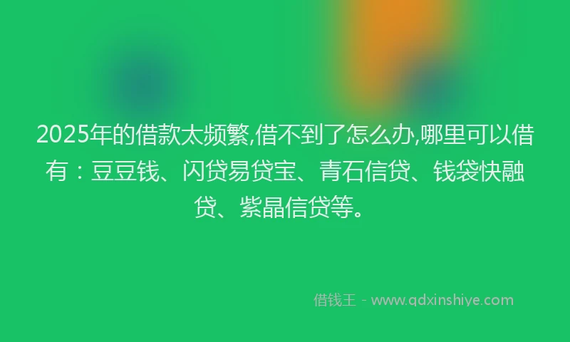 2025年的借款太频繁,借不到了怎么办,哪里可以借有：豆豆钱、闪贷易贷宝、青石信贷、钱袋快融贷、紫晶信贷等。
