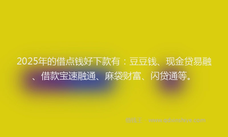 2025年的借点钱好下款有：豆豆钱、现金贷易融、借款宝速融通、麻袋财富、闪贷通等。
