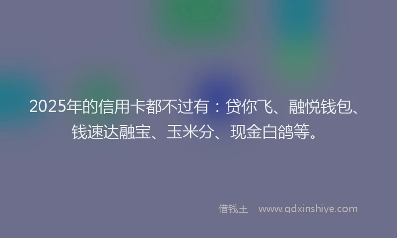 2025年的信用卡都不过有：贷你飞、融悦钱包、钱速达融宝、玉米分、现金白鸽等。
