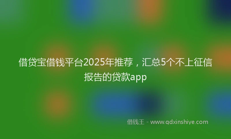 借贷宝借钱平台2025年推荐，汇总5个不上征信报告的贷款app