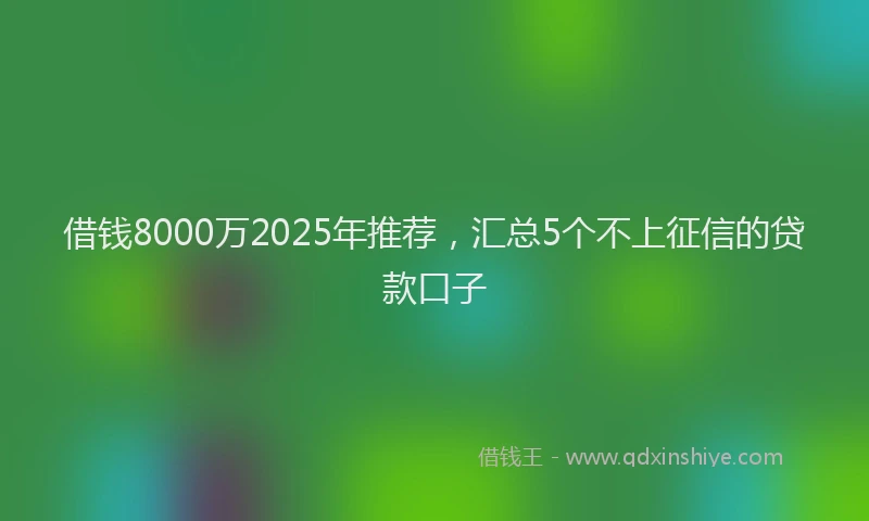 借钱8000万2025年推荐，汇总5个不上征信的贷款口子