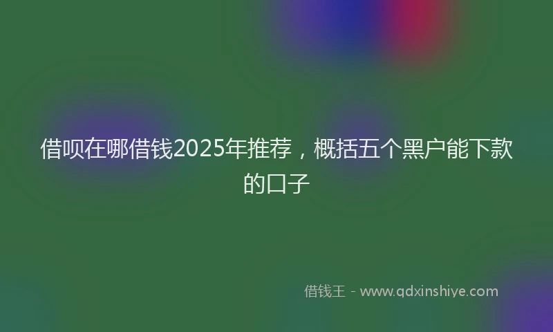 借呗在哪借钱2025年推荐，概括五个黑户能下款的口子