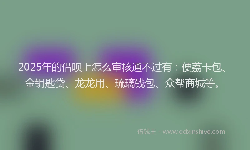 2025年的借呗上怎么审核通不过有：便荔卡包、金钥匙贷、龙龙用、琉璃钱包、众帮商城等。