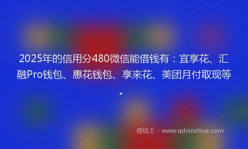 2025年的信用分480微信能借钱有：宜享花、汇融Pro钱包、惠花钱包、享来花、美团月付取现等。