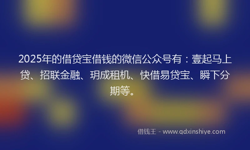2025年的借贷宝借钱的微信公众号有：壹起马上贷、招联金融、玥成租机、快借易贷宝、瞬下分期等。