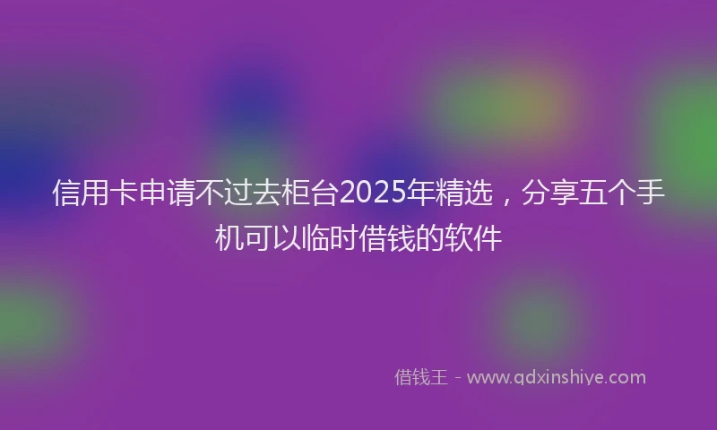 信用卡申请不过去柜台2025年精选，分享五个手机可以临时借钱的软件