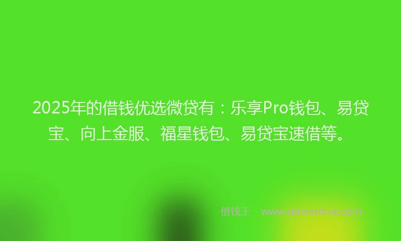 2025年的借钱优选微贷有：乐享Pro钱包、易贷宝、向上金服、福星钱包、易贷宝速借等。