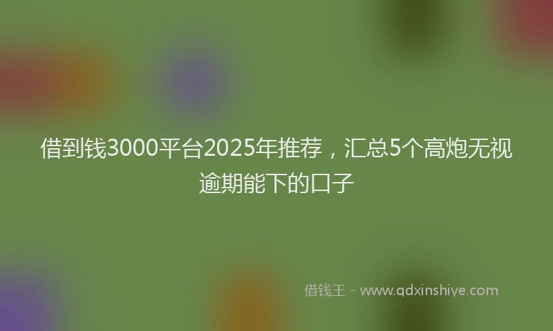 借到钱3000平台2025年推荐，汇总5个高炮无视逾期能下的口子