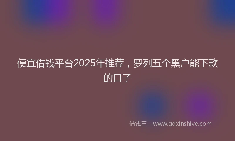 便宜借钱平台2025年推荐，罗列五个黑户能下款的口子