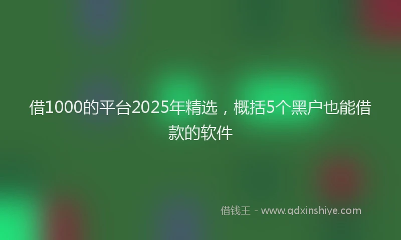 借1000的平台2025年精选，概括5个黑户也能借款的软件