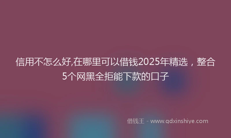信用不怎么好,在哪里可以借钱2025年精选，整合5个网黑全拒能下款的口子
