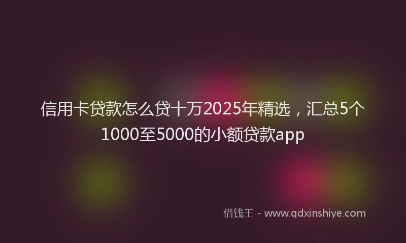 信用卡贷款怎么贷十万2025年精选，汇总5个1000至5000的小额贷款app