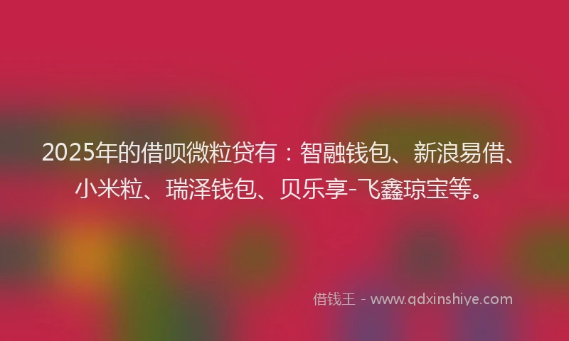 2025年的借呗微粒贷有：智融钱包、新浪易借、小米粒、瑞泽钱包、贝乐享-飞鑫琼宝等。