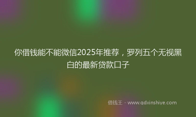 你借钱能不能微信2025年推荐，罗列五个无视黑白的最新贷款口子
