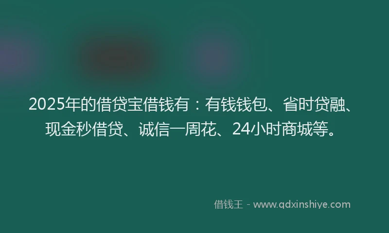 2025年的借贷宝借钱有：有钱钱包、省时贷融、现金秒借贷、诚信一周花、24小时商城等。