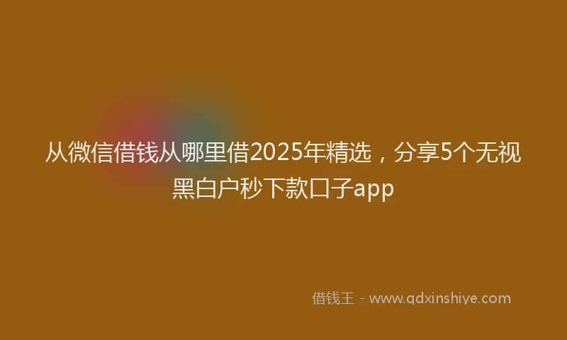 从微信借钱从哪里借2025年精选，分享5个无视黑白户秒下款口子app