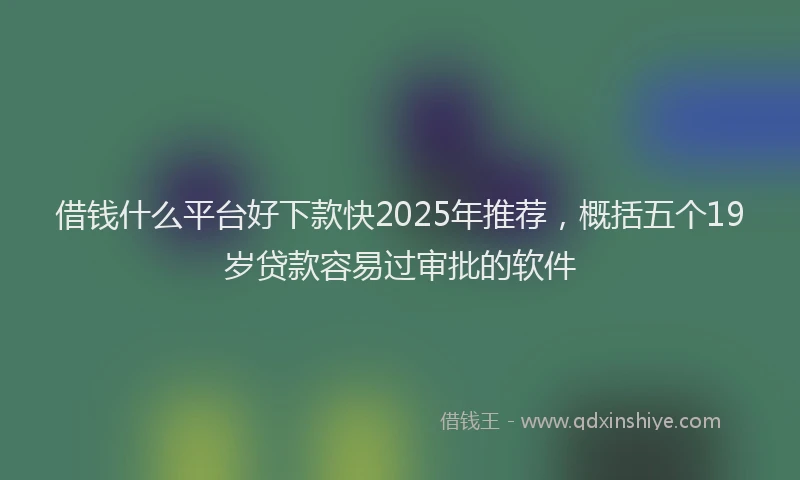 借钱什么平台好下款快2025年推荐，概括五个19岁贷款容易过审批的软件