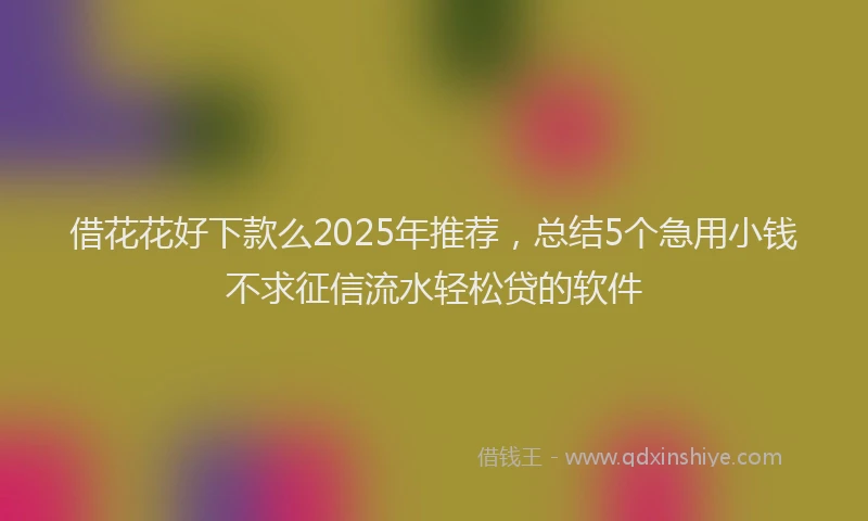 借花花好下款么2025年推荐，总结5个急用小钱不求征信流水轻松贷的软件