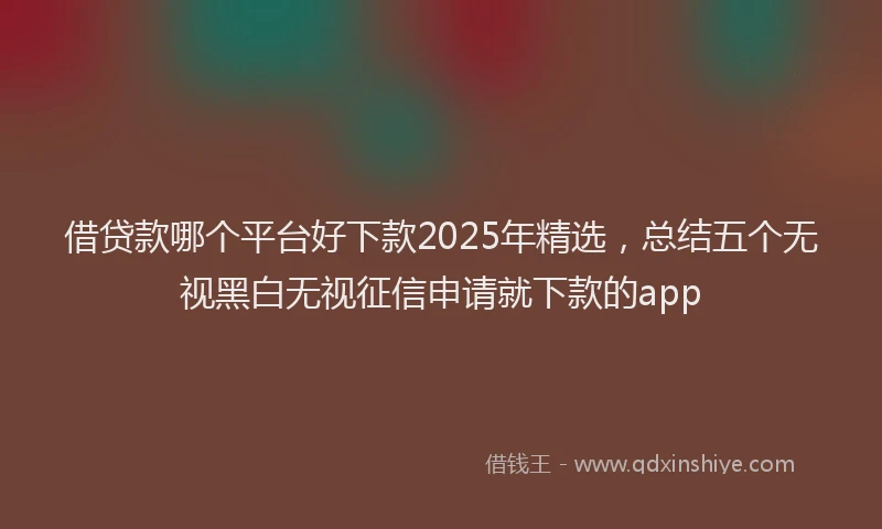 借贷款哪个平台好下款2025年精选，总结五个无视黑白无视征信申请就下款的app
