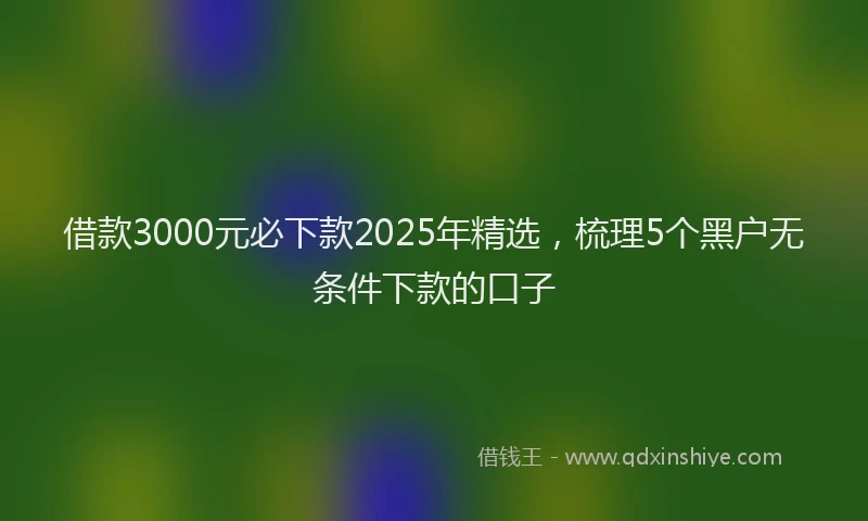 借款3000元必下款2025年精选，梳理5个黑户无条件下款的口子