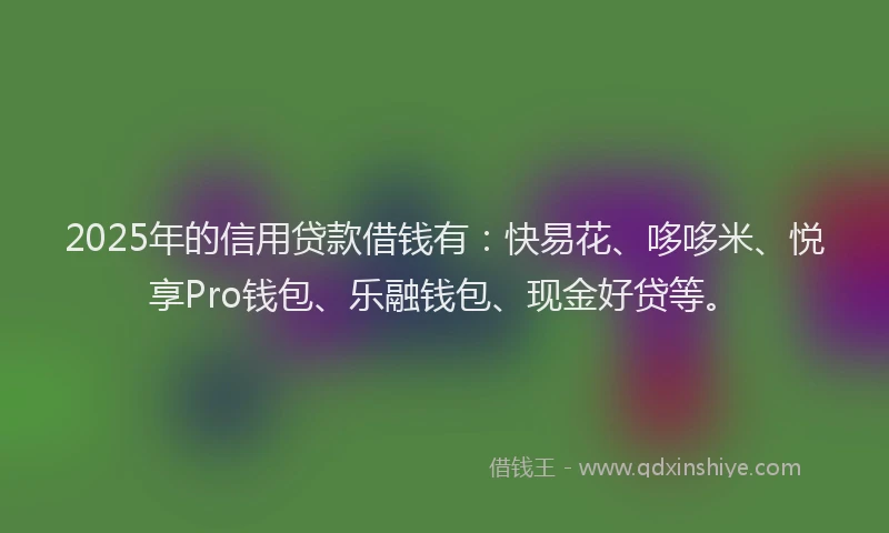 2025年的信用贷款借钱有：快易花、哆哆米、悦享Pro钱包、乐融钱包、现金好贷等。