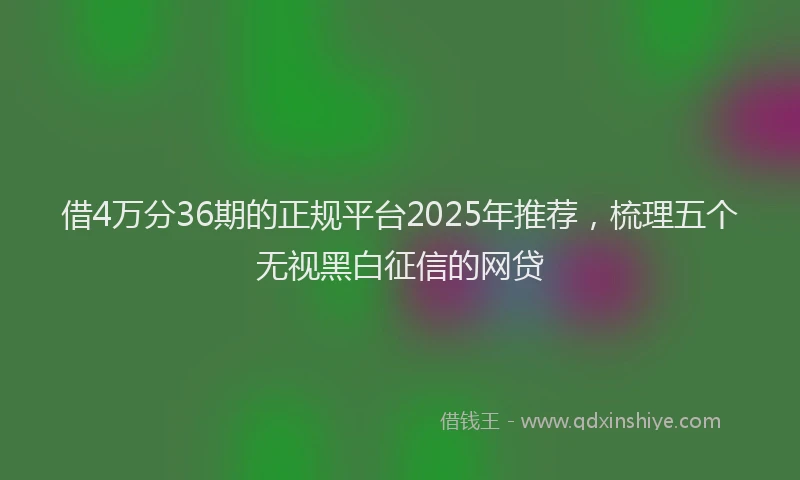 借4万分36期的正规平台2025年推荐，梳理五个无视黑白征信的网贷