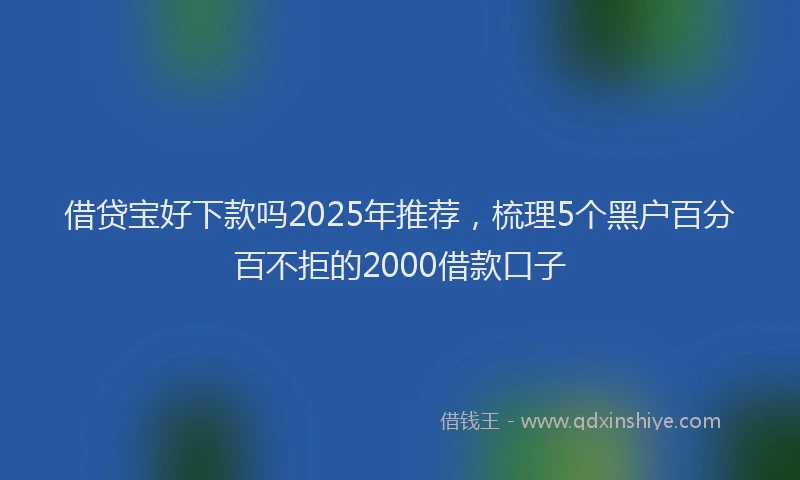 借贷宝好下款吗2025年推荐，梳理5个黑户百分百不拒的2000借款口子