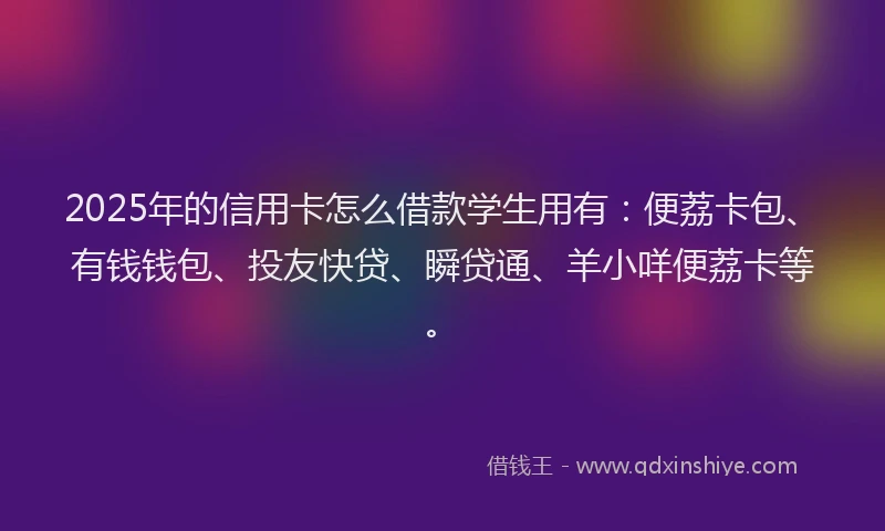2025年的信用卡怎么借款学生用有：便荔卡包、有钱钱包、投友快贷、瞬贷通、羊小咩便荔卡等。